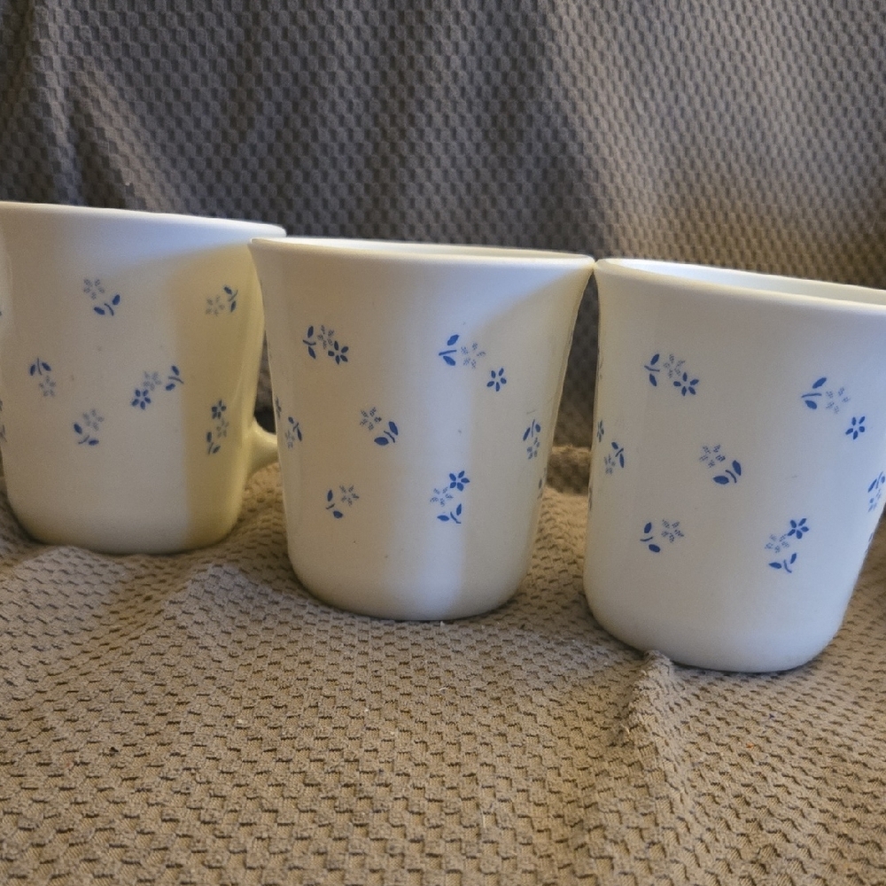 Floral Patterned Corningware Mugs - Set of 3